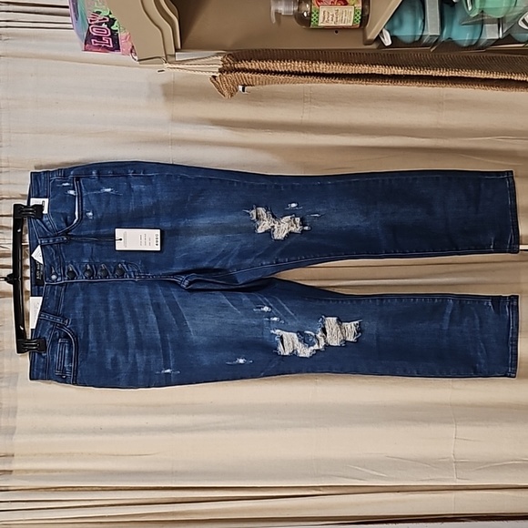 Judy Blue High Waist Zig Zag Button Fly Destroy Boyfriend 88526 - Picture 1 of 7